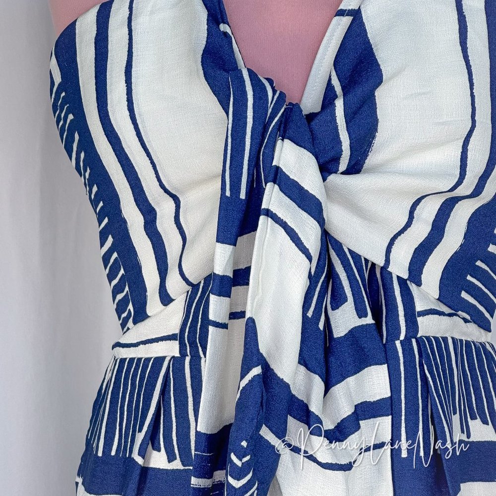 Lulu's Delphi Striped Tie-Front Strapless Romper - image 4